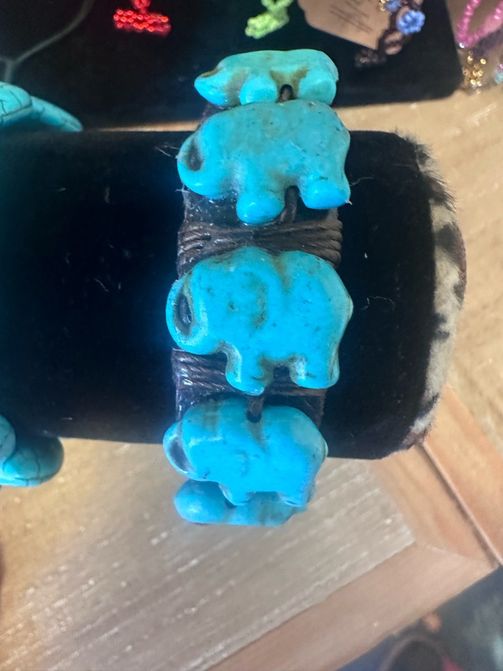 Turquoise Elephant Bead Stretch Bracelet - Women Jewelry